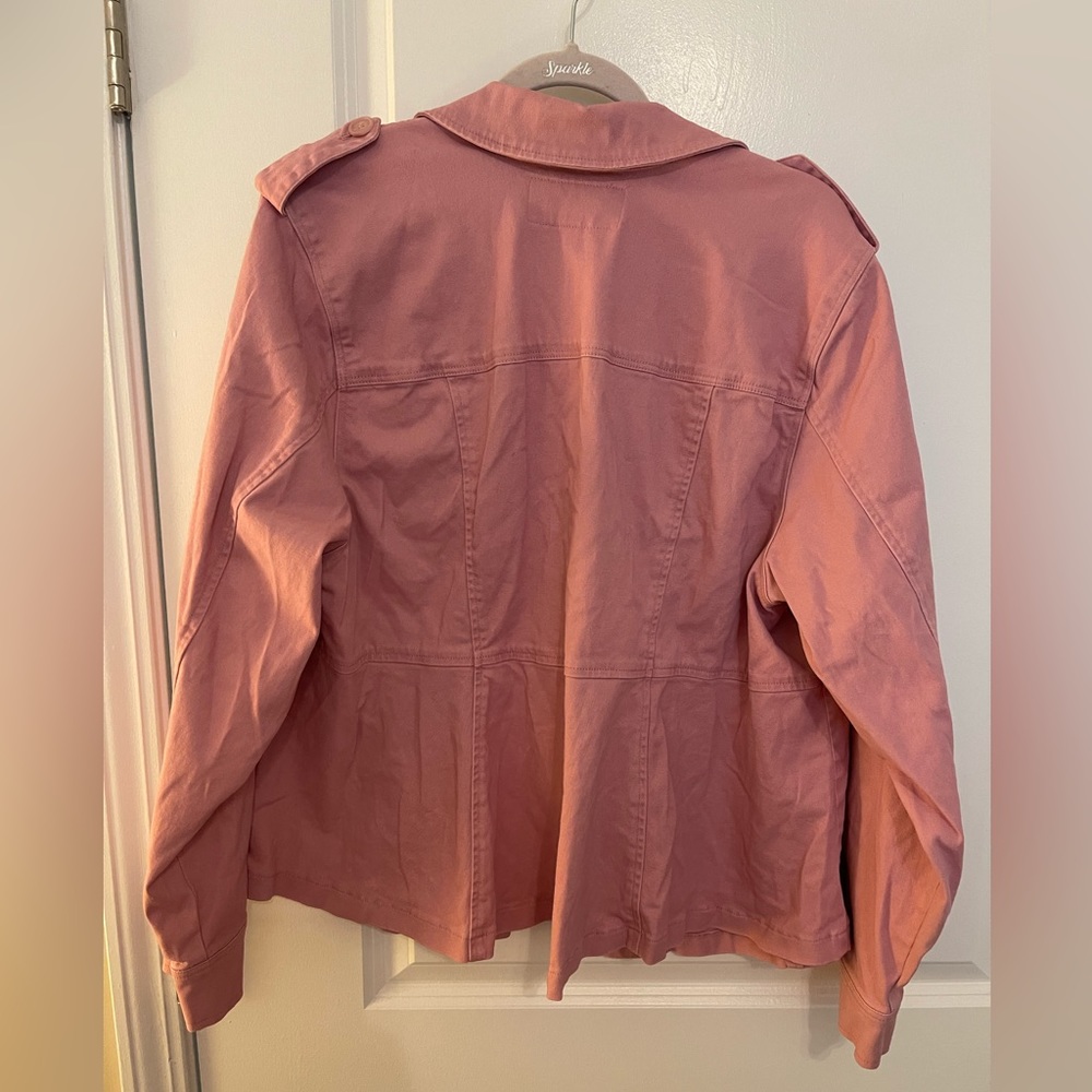 Torrid, pink canvas like button up jacket. Size 3 (22/24) - Picture 2 of 6
